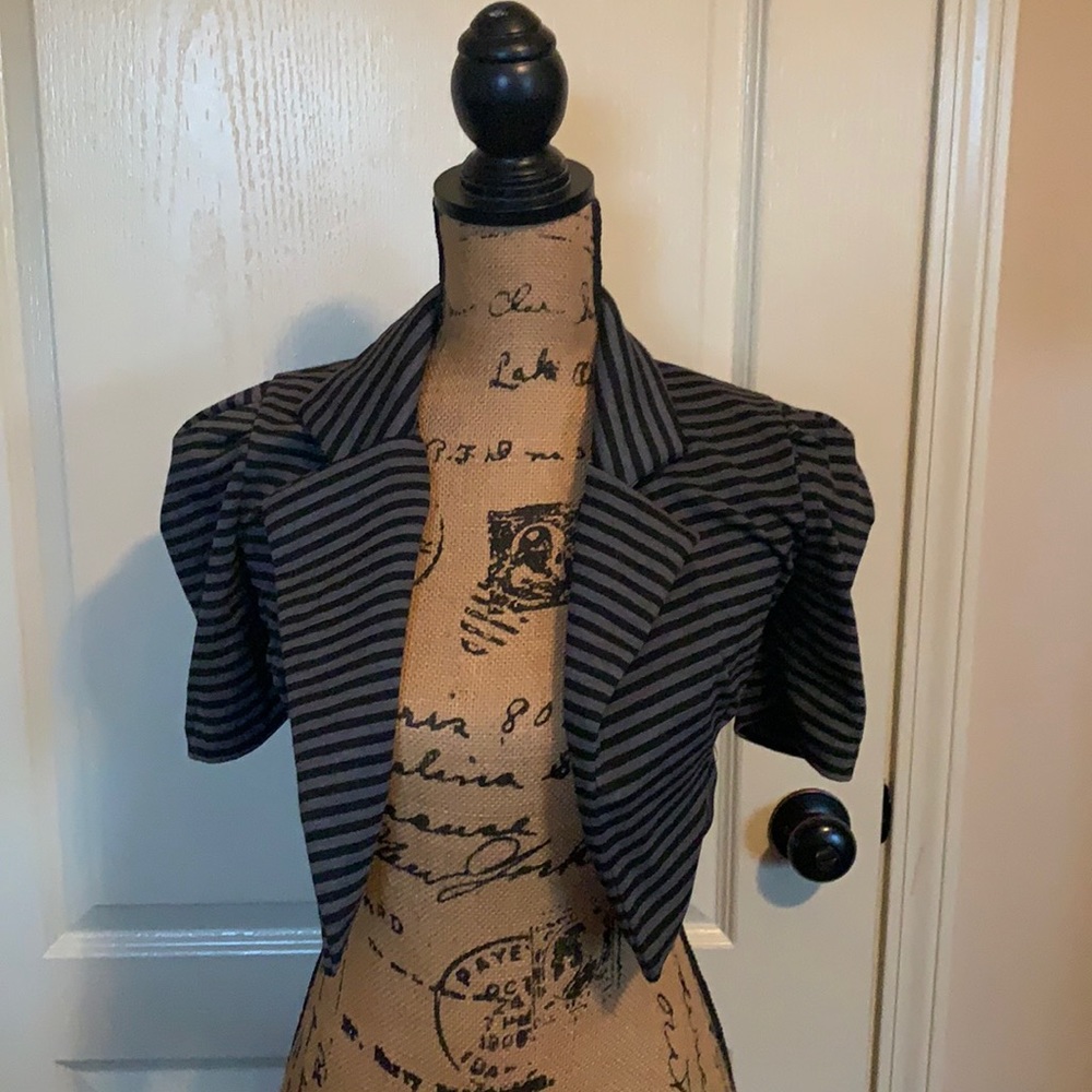 Gray and black striped high cut jacket